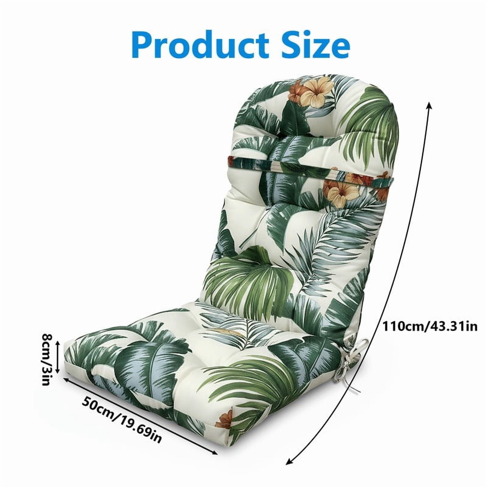 GKXLH Outdoor Adirondack Chair Cushions, Water Resistant Patio Rocking Chair Cushion, Non-Slip High Back Patio Pads with Ties (43" x 19" x 3", Hawaiian, 1 Pack)