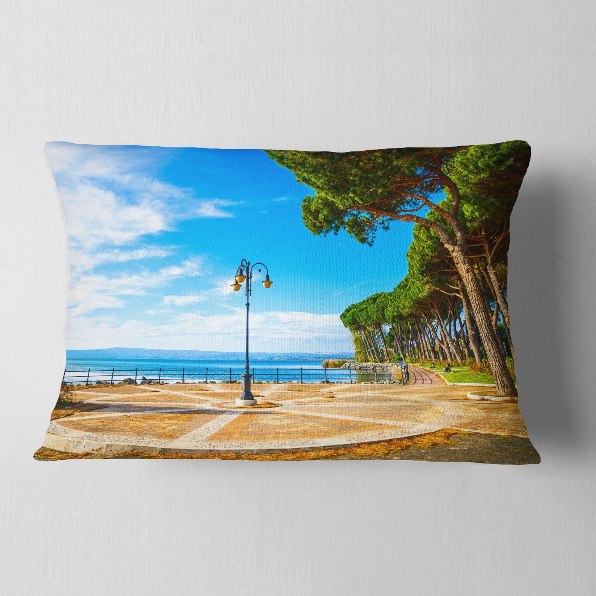 Designart Esplanade and Pine Trees in Bolsena - Landscape Wall Throw Pillow - 12x20
