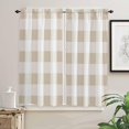 thumbnail image 2 of Pink White Plaid Kitchen Curtain 63 Inch Length Small Short Cafe Tiers Curtains Drape, Modern Geometric Checkered Lattice Window Treatment Rod Pocket Curtains Drapery Panels, 42x63, 2 of 5