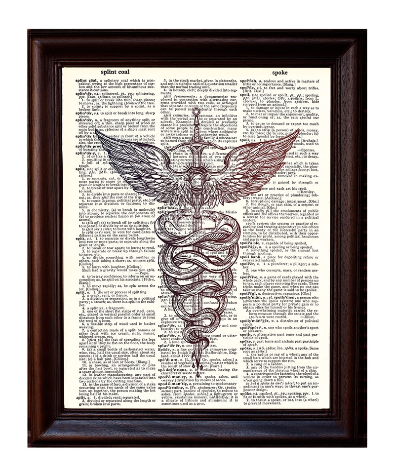 Caduceus Medical Symbol Dictionary Art Print Printed On Authentic
