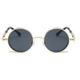 thumbnail image 5 of Gafas de sol polarizadas redondas con montura dorada y lentes grises para hombre y mujer inspiradas en el estilo retro Steampunk en un círculo metálico, 5 of 5