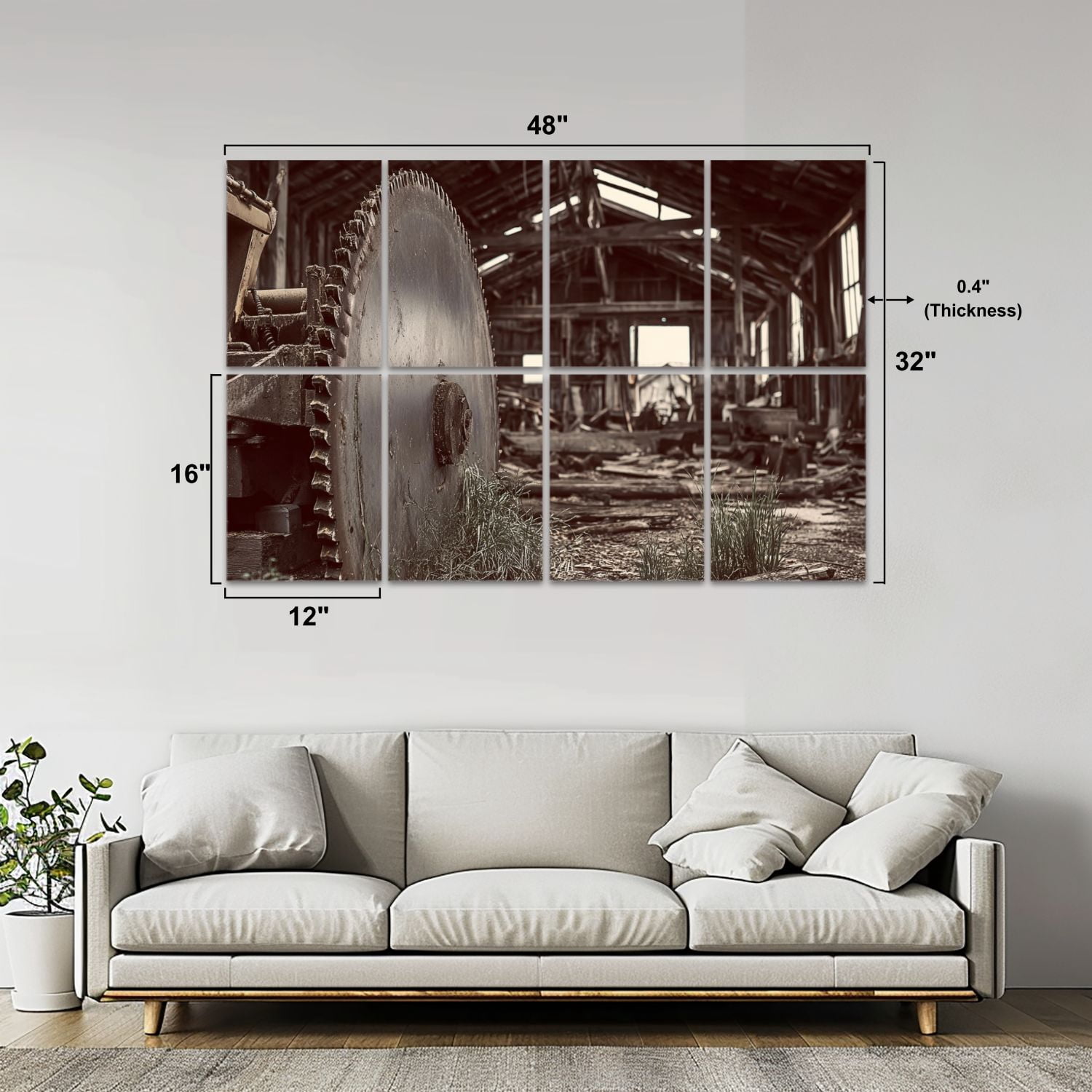 8 Pack Art Acoustic Panels Sound Absorbing sawmill white farm Decorative Soundproof Wall Panels Self Adhesive for Nursery Game Room Bedroom 48"x32"