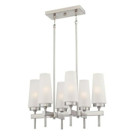 

Westinghouse Lighting 6353100 6 Light Chandelier Brushed Nickel Finish with Frosted Glass