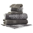 thumbnail image 2 of Modern Threads Artesia Damask 6-Piece Reversible Jacquard Adult Towel Set, Platinum, 2 of 2