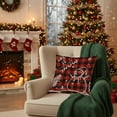 thumbnail image 6 of Luoshdecor Christmas Pillow Cover，Vintage Red White Plush Xmas Theme Decorative Throw Pillow Cases for Home and Living Room Winter Bed Decor 18x18 in, 6 of 6