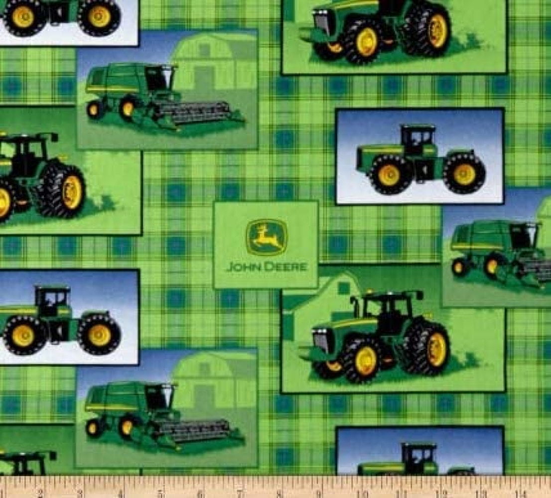 Handcrafted Valance Sewn From John Deere Tractor Green Plaid Fabric 