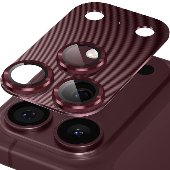 Dteck Camera Lens Protector for iPhone 18 Pro Max , Metal Aluminum Alloy Tempered Glass Camera Protector, Shatterproof Case Friendly,Cherryred
