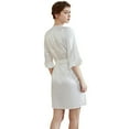thumbnail image 2 of Previn Women's Chic Bath Robe Kimono Short Sleeve Billowy Elegant Cool Fall Luxury Satin Holiday Nightwear Comfy Bathrobes White X-Large, 2 of 5