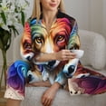 thumbnail image 6 of Honeii Colorful Art Dog print Women's Pajama Sets Long Sleeve Button Down Sleepwear Nightwear Soft Pjs Lounge Sets-Large, 6 of 7