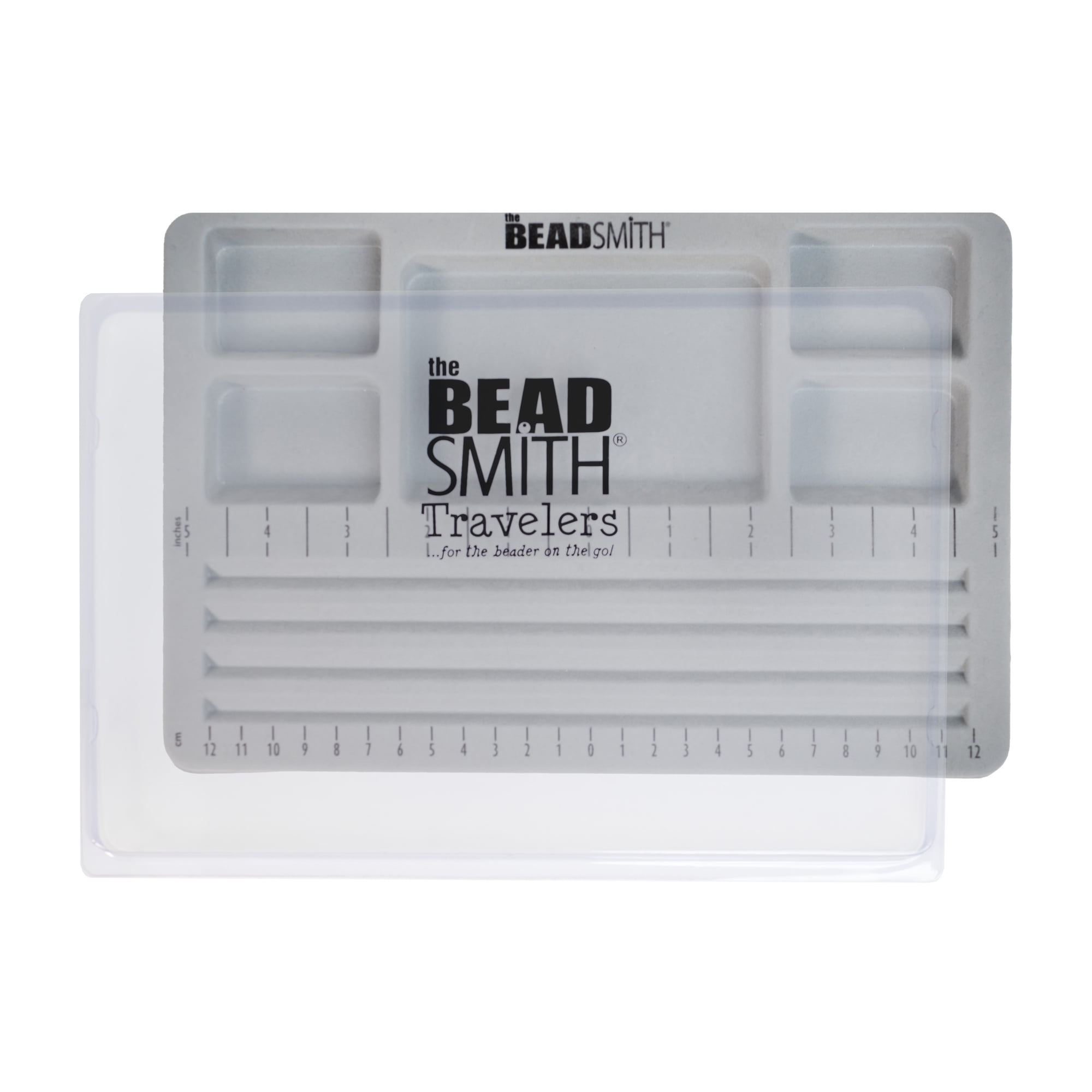 The Beadsmith Mini Bead Board - Grey Flocked, 4 Straight Channels, 5 Recessed Compartments, 7.75 x 11.25 inches, Design Boards for Creating Bracelets, Necklaces and Other Jewelry