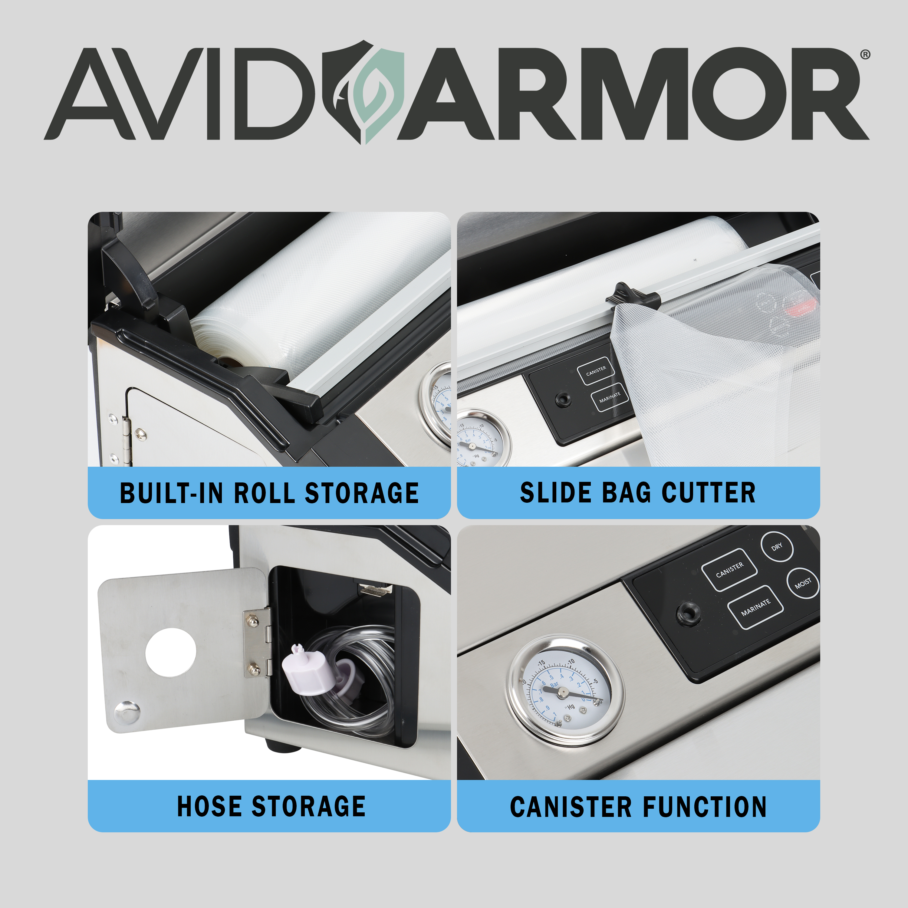 Avid Armor A420XL Food Vacuum Sealer Machine, 16" Extra‑Wide Stainless Steel Food Saver, Seals Two Bags at Once, For Bulk Meat, Hunters & Meal Prep