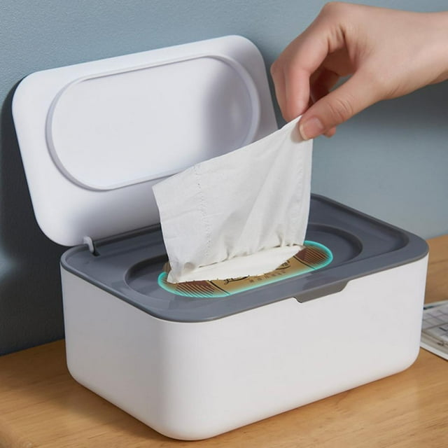 Wipes Holders Large Capacity Wipes Dispenser Reusable Wipes Case Tissue Box For Home Living Room Bathroom with Lid for Vanity, Countertops, Desk, Office, Dorm (White)