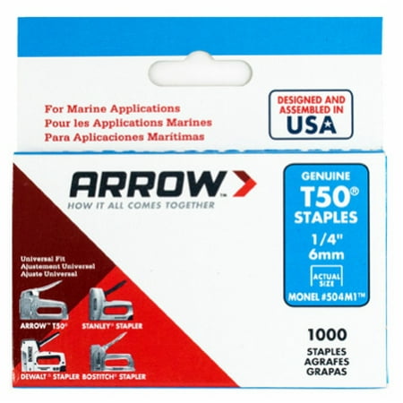 

Arrow Fastener 1000 Pack T50 1/4 Monel Staples For Use In All T50 Manual & Elec