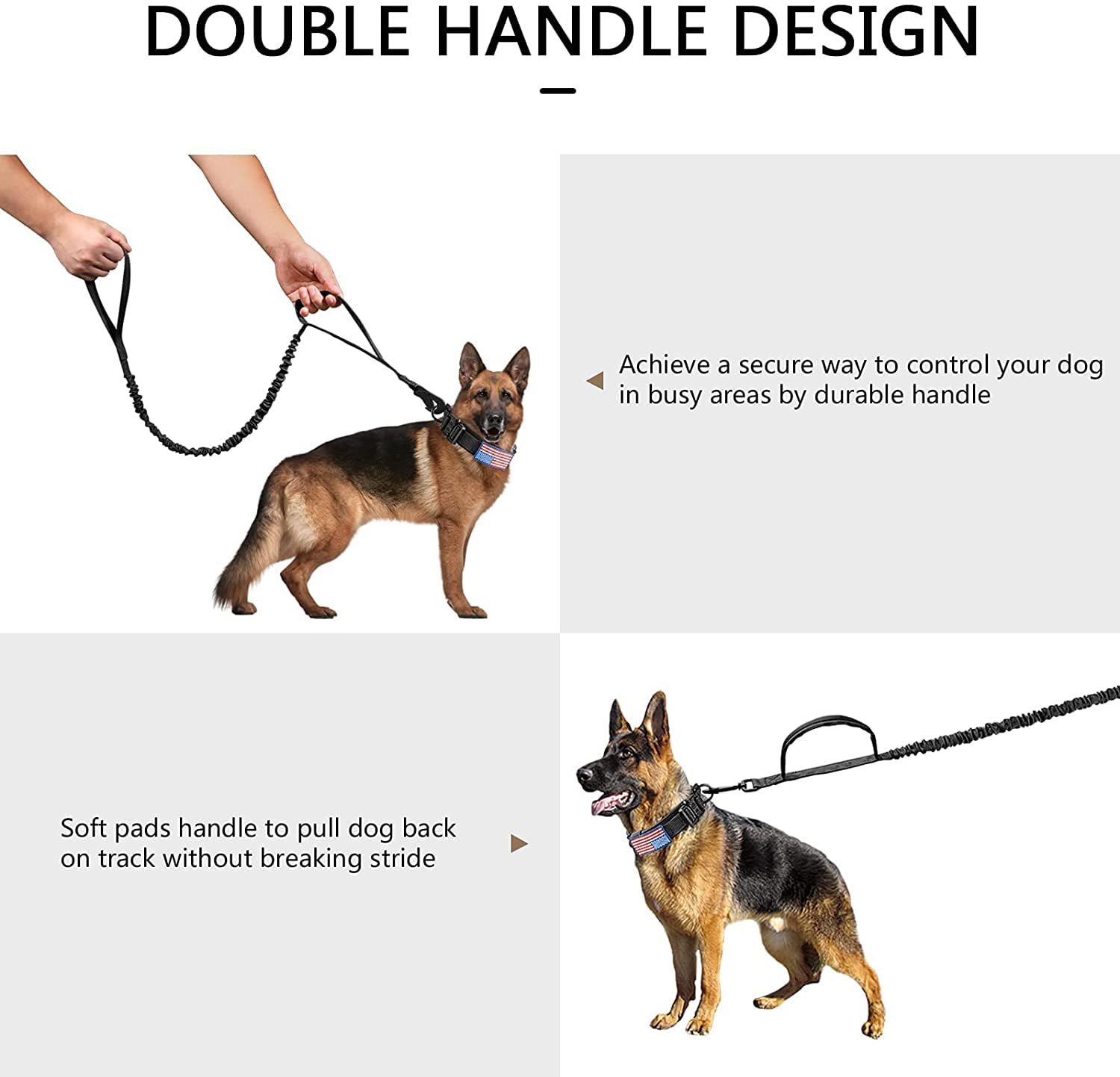 Tactical Dog Collar, Adjustable Military Training Nylon Dog Collar with Control Handle and Heavy Metal Buckle for Medium and Large Dogs, with Patches and Airtags Case