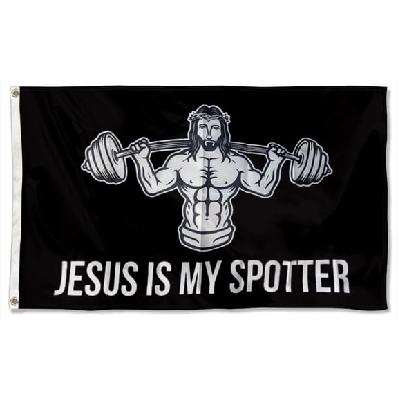 Yanbooch jesus is my spotter gym Flags Banner Home Yard Garden Decor 3x5Feet