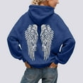 thumbnail image 2 of HOWPAY Angel Wings Hoodies for Women Printed Long Sleeve Casual Sweatshirt Kangaroo Pocket Drop Shoulder Loose Fit Fall Winter Outfits Clothes Navy XL, 2 of 8