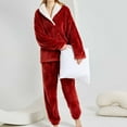 thumbnail image 7 of Hvyesh Fuzzy Pajamas Set for Women Winter Warm Fluffy Loungewear Soft Fleece Pj Pants 2 Piece Plush Sleepwear Lounge Tops Red, 7 of 7