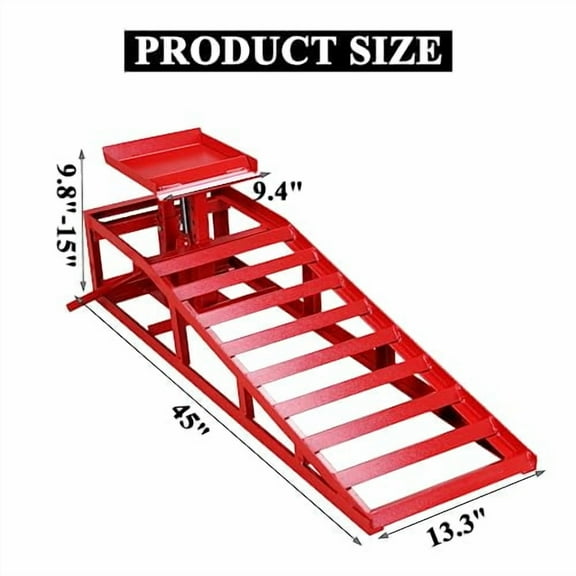 2 Pack Hydraulic Car Ramps 5T 11000lbs Capacity, Low Profile Car Lift Service Ramps for Truck Trailer Garage car Repair, Heavy Duty Vehicle Ramps Lift Height 9.8" - 15", Red