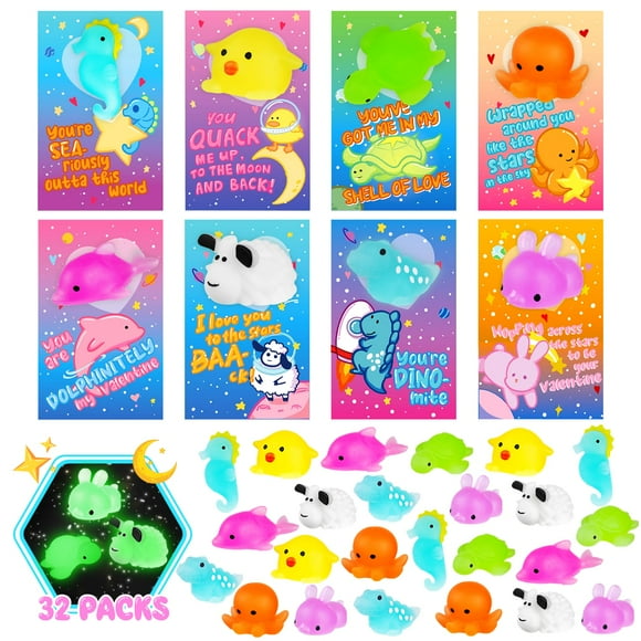 Set de regalo para el día de San Valentín Ellinjan con juguetes y tarjetas Squishy