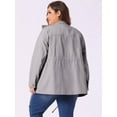 thumbnail image 4 of DARING DIVA Plus Size Drawstring Waist Zip-up Utility Jacket 2X Light Grey, 4 of 6