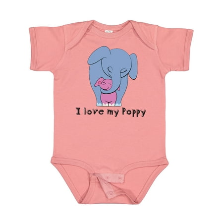 

Inktastic I Love My Poppy Elephant Blue Pink Gift Baby Girl Bodysuit