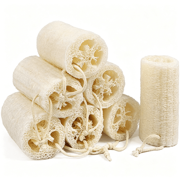 ACDANC 7 Pack Natural Loofah Body Scrubber Sponge, 5 Inches Organic Luffa for Exfoliating & Smooth Skin Cleansing, Ideal for Men & Women, Spa & Shower Use