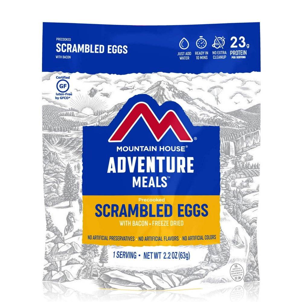 Mountain House Camping Freeze Dried Scrambled Eggs with Bacon, Single