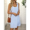 thumbnail image 4 of Summer Dress for Women Sleeveless Tank Dress with Pockets Casual Short A Line Dress Crewneck Sundress 2025 Blue S, 4 of 7