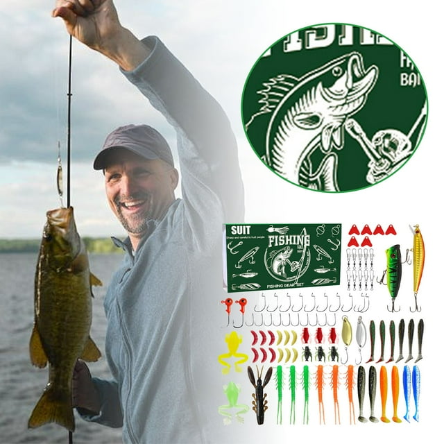 TIELUTT Fishing Kit Includes: for Saltwater Freshwater Trout Fishing Fishing Set D Ring Ice Line Alarm Ice Ice Saw Saltwater Hooks Assortment Bottom Rigs Saltwater