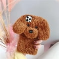 thumbnail image 3 of Dog Case Compatible with iPhone 14 Pro Max Cute 3D Plush Fluffy Dog Case Cartoon Case Fashion Luxury Fur Hair Fuzzy Wool Face Soft Back Cover Shockproof Protective for Women Girls Girly Brown, 3 of 6