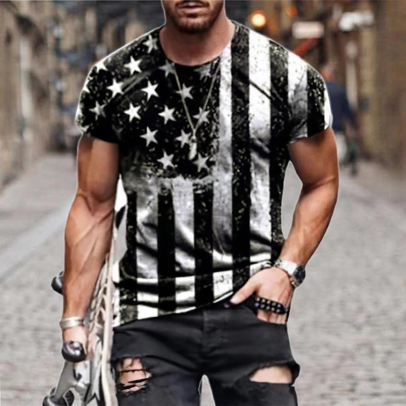 TKing Fashion Mens Shirts T Shirts Shirts For Men, Men's American Flag ...