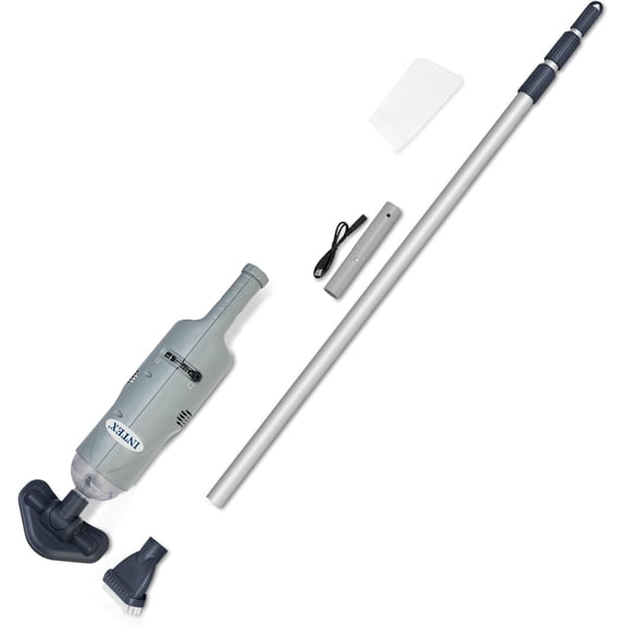 Handheld Pool Vacuum Cleaner Rechargeable 94 Inch Telescoping Shaft and 2 Interchangeable Brush Heads for Above Ground Swimming Pool and Spa