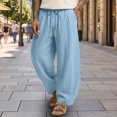 thumbnail image 2 of XIAONU Men's Solid Wide Leg Pants Drawstring Waist Pleated Detail Casual Pants, 2 of 4