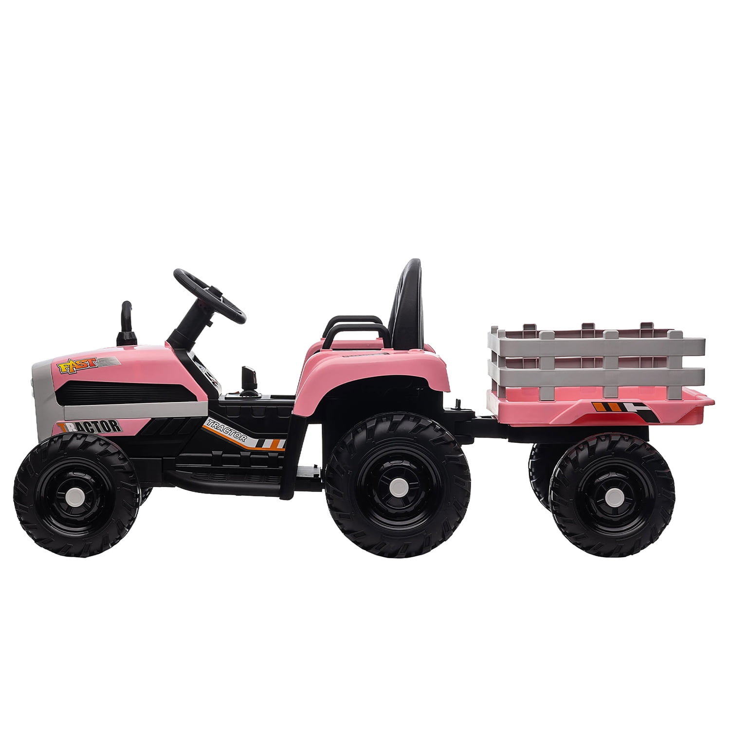 CIPACHO 12V Battery-Powered Tractor Toy with Trailer, Ground Loader Ride On for Kids with 3-Gear-Shift, Pink CIPACHO 12V Battery-Powered Tractor Toy with Trailer, Ground Loader Ride On for Kids with 3-Gear-Shift, Pink