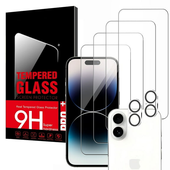 Screen Protector Compatible with iPhone 17[4 2 Pack] 4 tempered glass screen protectors   2 lens protectors, Anti-Fingerprint, HD tempered glass, 9H High Hardness, Drop and Scratch Resistance