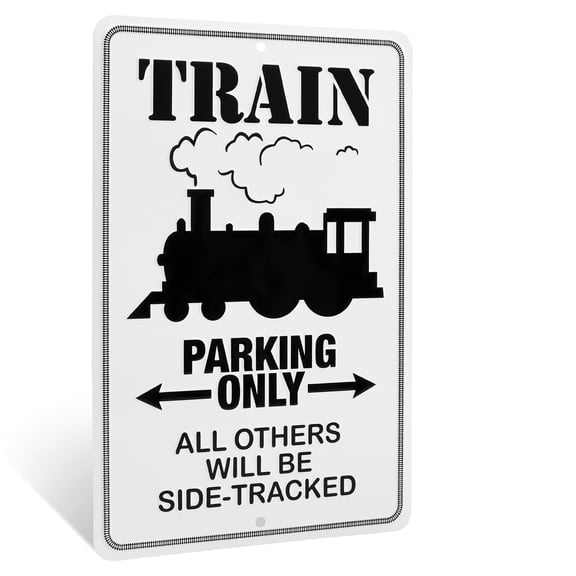Train Parking Only Embossed Tin Sign Home/Office/Model Railroad Room Wall Decor