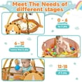thumbnail image 4 of 4-in-1 Baby Play Gym Mat - Infant Activity Center with Ball Pit, Tummy Time Play Mat & Safe Mesh for Ages 0-3 | Includes 4 Hanging Toys & 30 Balls | Soft, Washable, & Easy to Store, 4 of 8