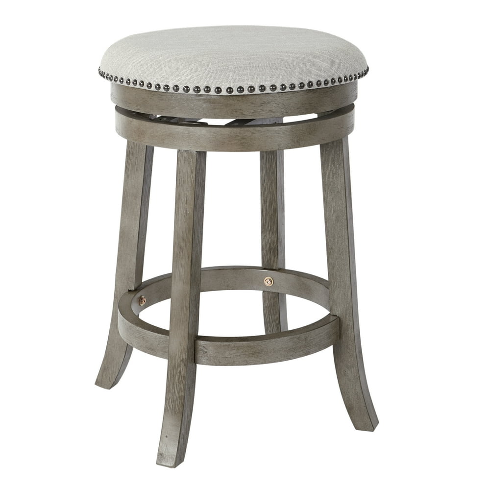 OSP Home Furnishings Backless Swivel Stool in Antique Grey Finish 2