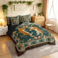 thumbnail image 2 of Manfei Hippie Tiger Twin Bedding, Funny Animals Bedding Comforter Set, Teal Sage, Black Reversible, 7 Pieces, 2 of 6