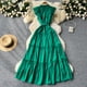 thumbnail image 2 of Vestido de palacio Vintage para mujer, elegante cuello redondo con bordes de hongos negros, vestido largo ceñido de una sola botonadura, 2 of 5