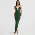 thumbnail image 6 of Women Backless Dress V Neck Sleeveless Open Back Split Maxi Dress Party Cocktail Green M, 6 of 8