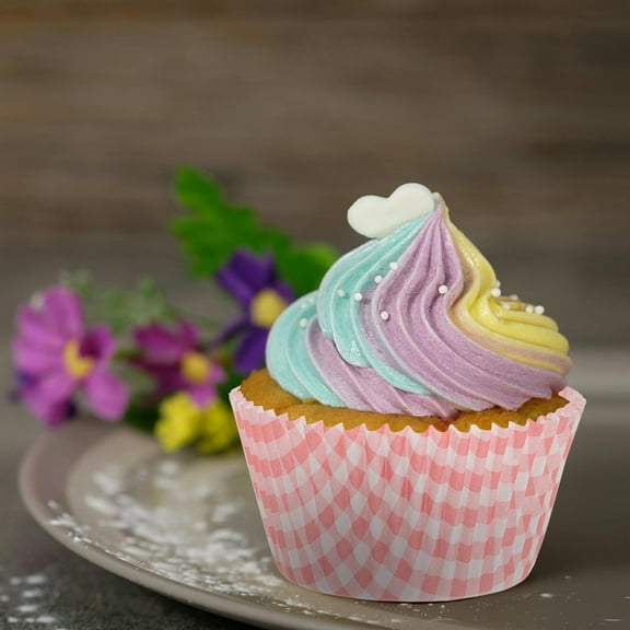 WHAMVOX Red Paper Cupcake Holders Oil Resistant Safe Material for Cupcake Holding Mini Candy Cups Party Round Baking Cups 100pcs