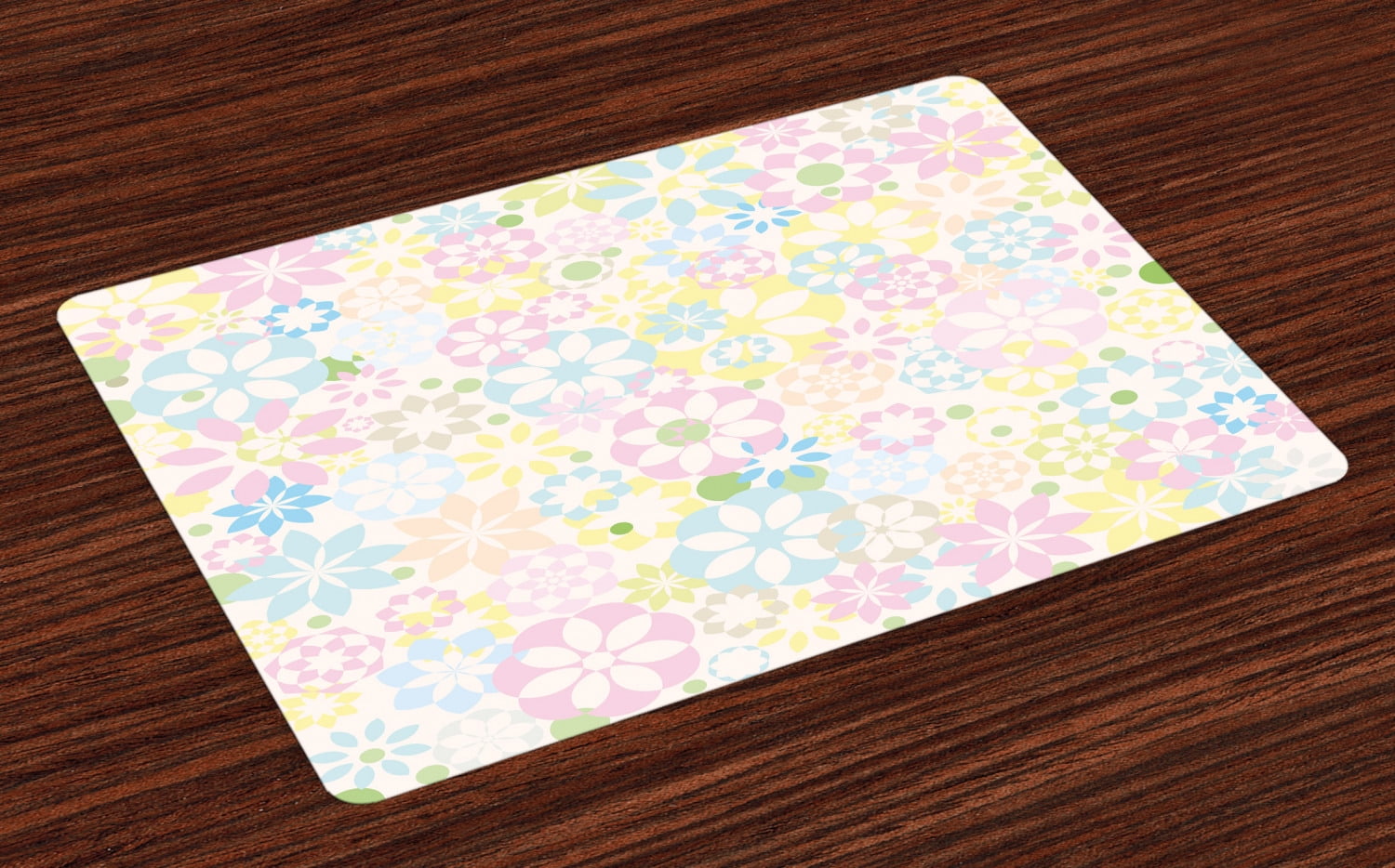 Pastel Placemats Set of 4 Blossoming Flowers Bedding Plants Spring Colors Botanical Colorful