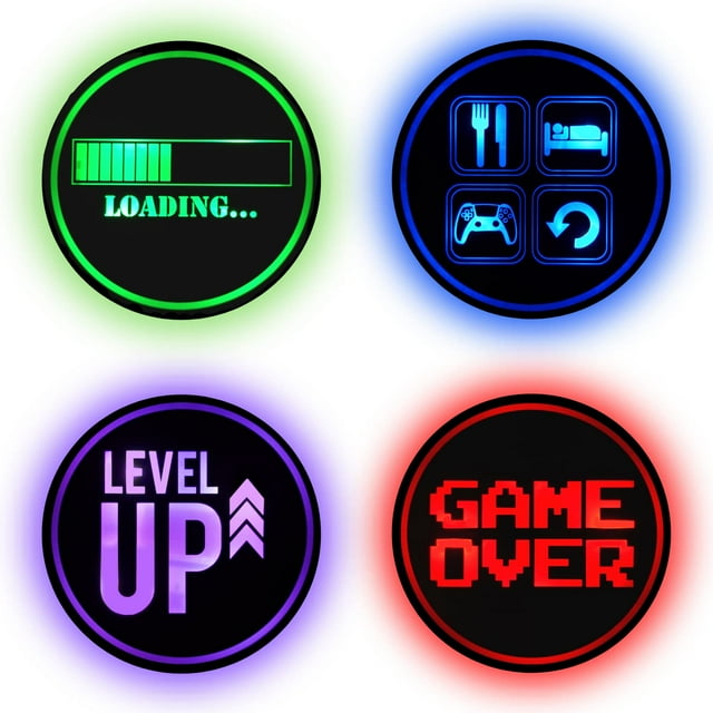 Gaming Coasters by Dreamcontroller USB Rechargeable LED Coaster for Gamer Room Decor. Light up Coasters for Gaming Desk Decor, Nerd Decorations, Nerdy Man Cave Decor 3.5" Anime Coasters for Gamer Gift