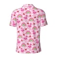 thumbnail image 3 of Vsdgher Cute Flamingo Print Men's Short Sleeve Stretch Polo Shirt, Moisture-Wicking Performance Polo Shirt, 3 of 8