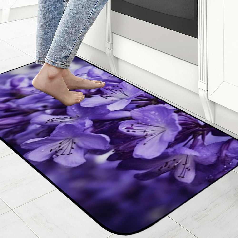 Qinduosi Decorative Door Mat, Door Mat with Non-Slip Rubber Backing, Easy Cleaning, Traps Dirt, for Entry, Patio, Garage- Jacaranda Brisbane Queensland Flower Violet Spring 19.68*47.24 in