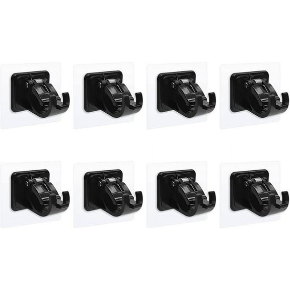 8PCS No Drill Curtain Rod Brackets Hooks Stick Transparent Hook Holders for Home Bathroom and Hotel Use