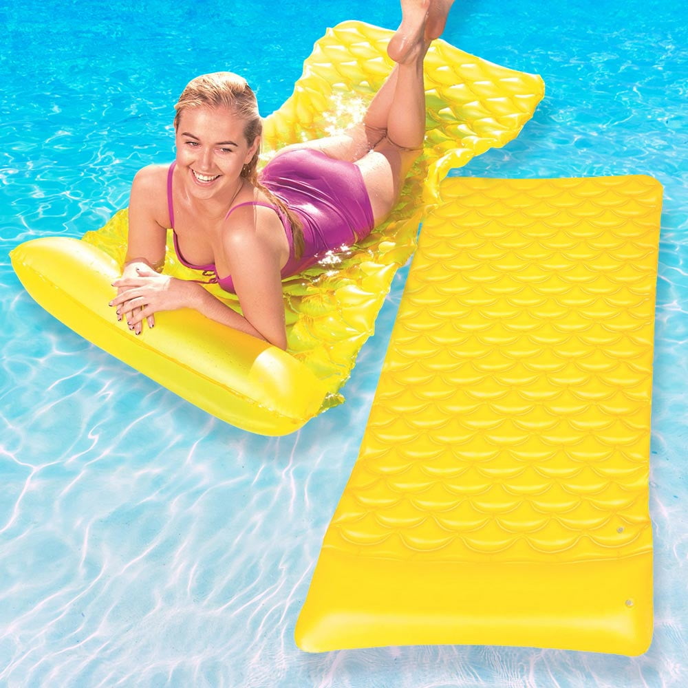 Bestway Vinyl Float and Roll Air Mat Pool Float, Yellow