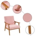 thumbnail image 6 of Modern Velvet Accent Chair, Teddy Velvet Single Indoor Lounge Chair, Comfty Sofa Armchair with Wood Legs and Backrest, for Living Room, Bedroom, Compact Space, Pink, 6 of 7