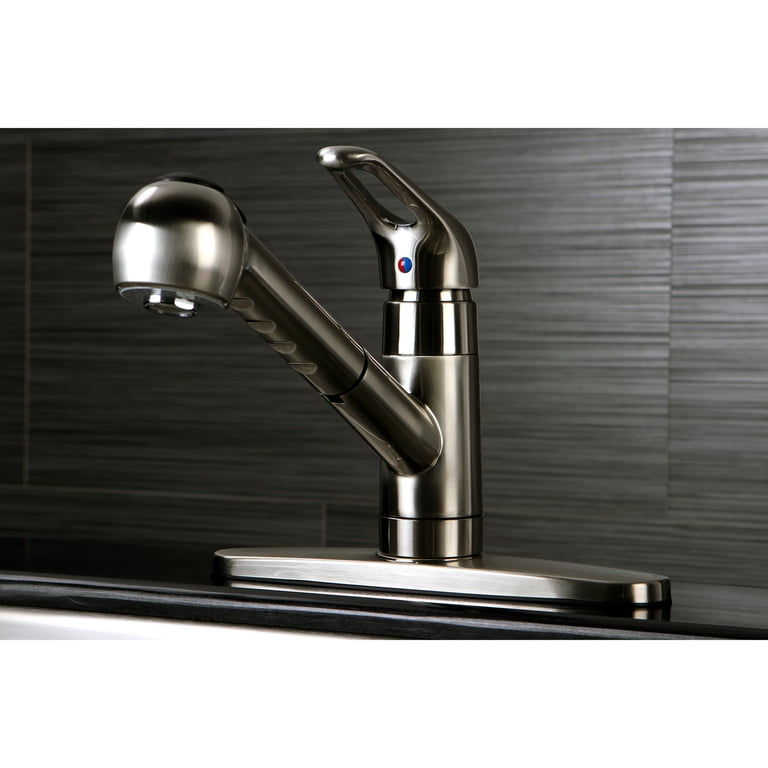 Gourmetier American Classic Single-Handle Kitchen Faucet With Brass Sprayer - Brushed Nickel Finish 1 thumbnail image